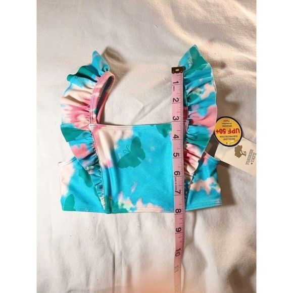 Tucker + Tate Girls Top Swimwear Size‎ 4 UPF 50+ Blue Pink Tie Dye Butterflies - Picture 5 of 5